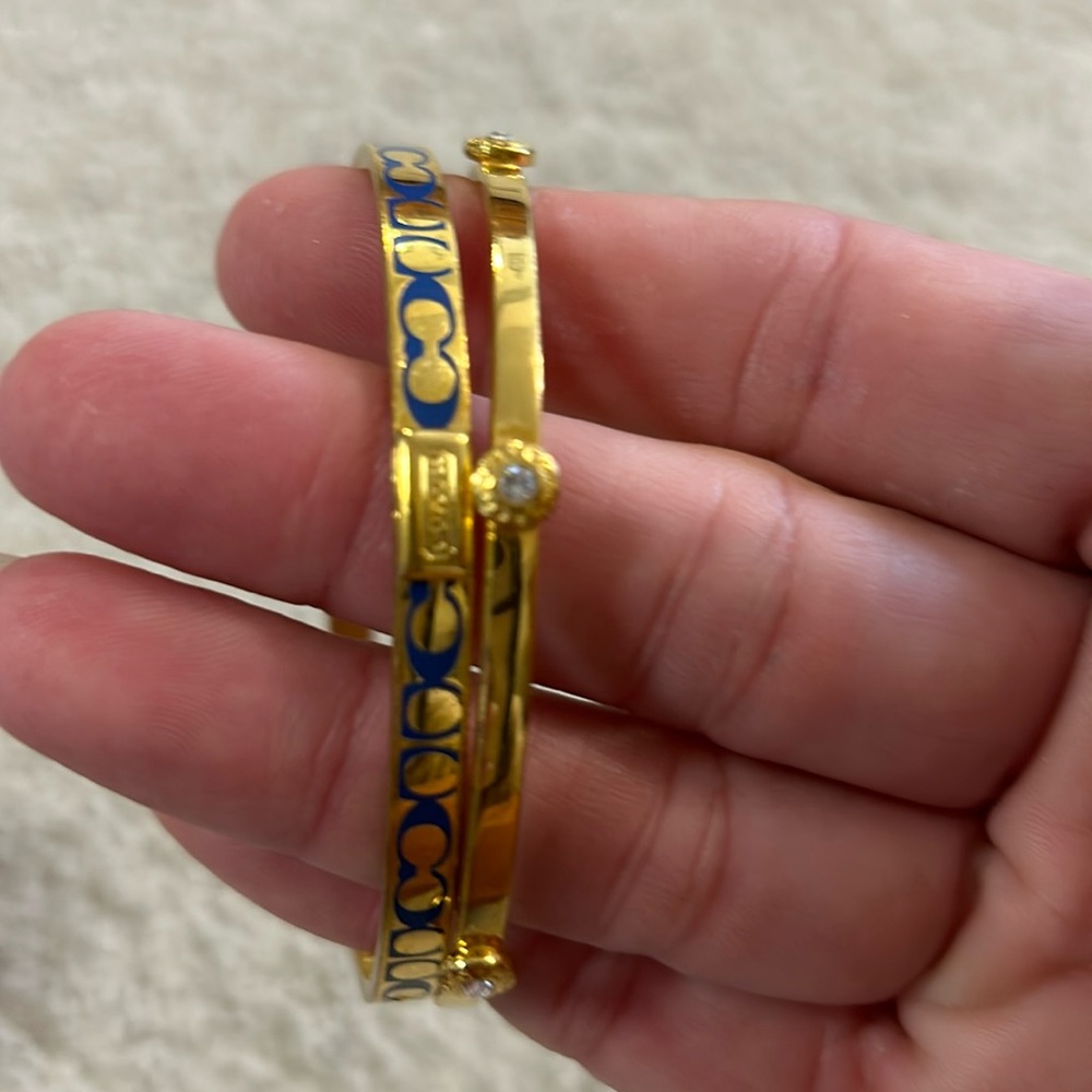 Used Coach gold n blue bracelet set